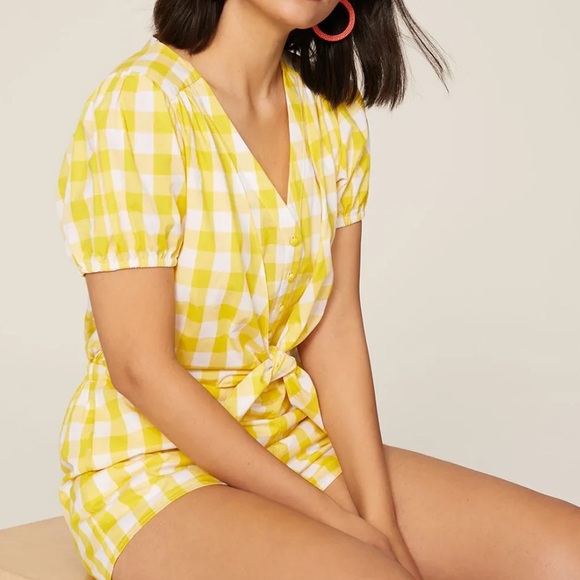 Color Me Courtney Keiko Romper Yellow Gingham - Picture 5 of 5